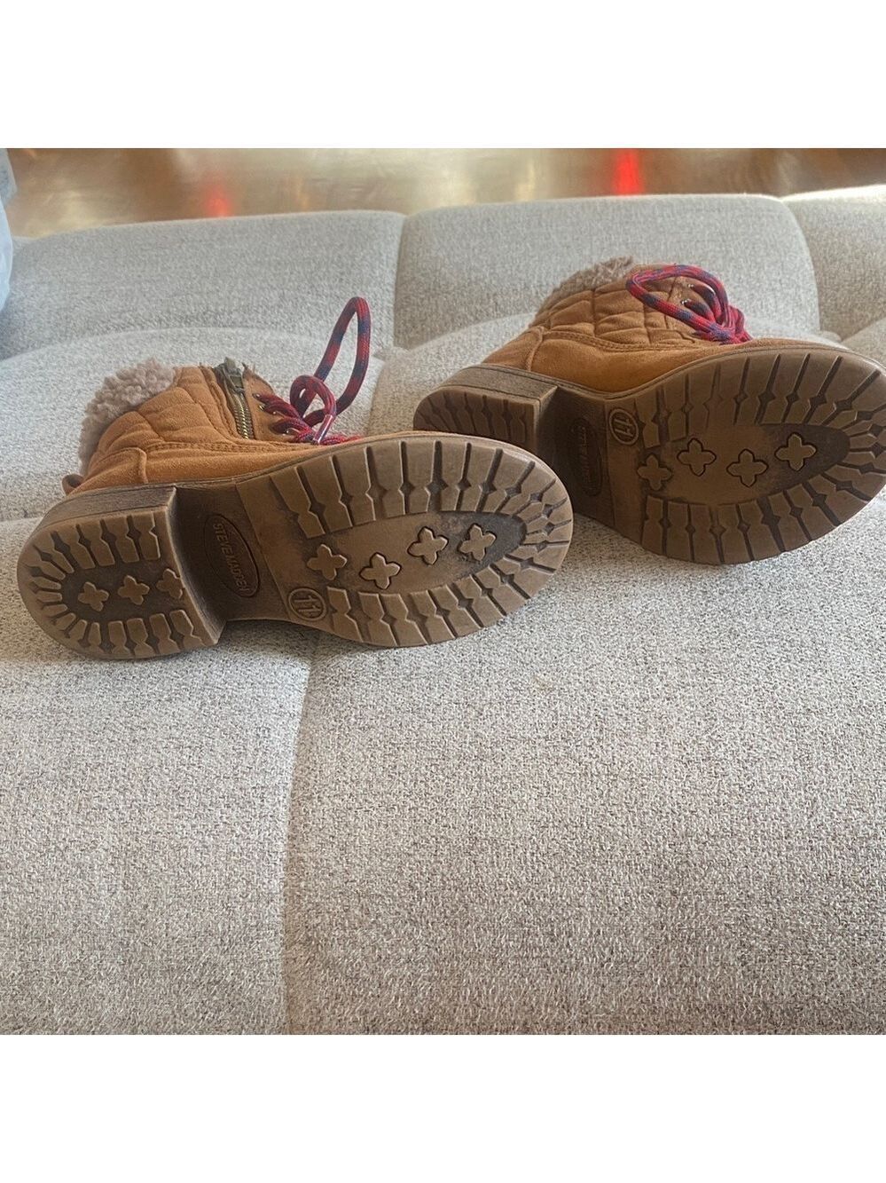 Steve Madden Kids Tan Lace-Up Boots w/ Zipper Sz 11 - Picture 8 of 10